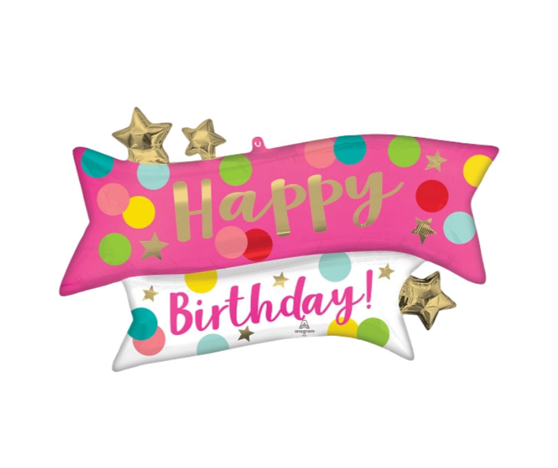 Anagram 38" Satin Happy Birthday Pink Confetti